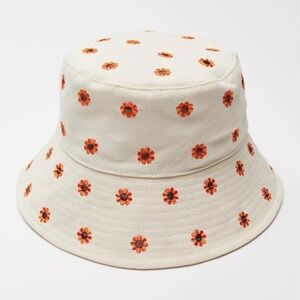 Urban Outfitters Women's Cream and Orange Hat
